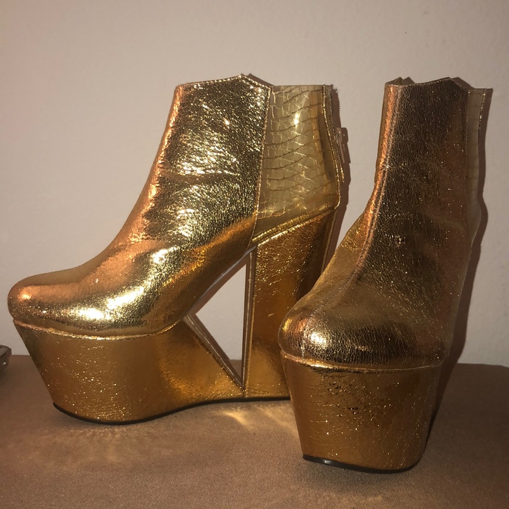 Metallic Gold Platform Booties